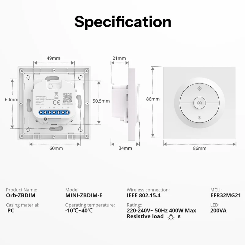 SONOFF Orb-ZBDIM Zigbee Dimmer Wall Switch | MINI-ZBDIM-E - Image 6